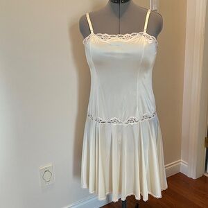 Vintage drop waist slip with pink lace, beige, size var